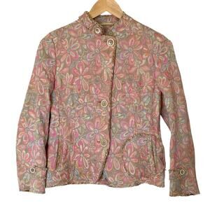 AKRIS PUNTO Floral Print Jacquard Blazer Jacket  Pink Pastel, Size 6